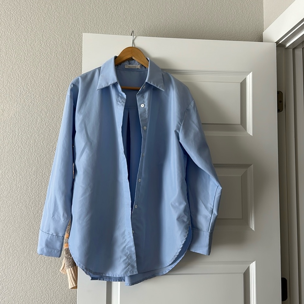 Light blue oversized button down shirt